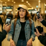 Cecília Dassi é fotografada em aeroporto do Rio