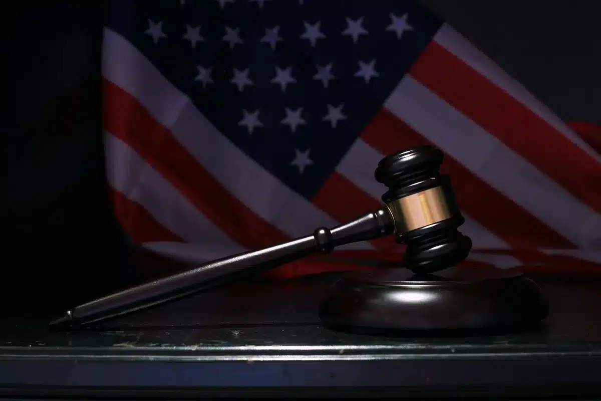 Two women sitting in a dimly lit office, facing away from camera toward an empty judge's bench, documents scattered on a table before them, one woman's hand resting on papers, morning light filtering through vertical blinds, atmosphere of legal anticipation and determination